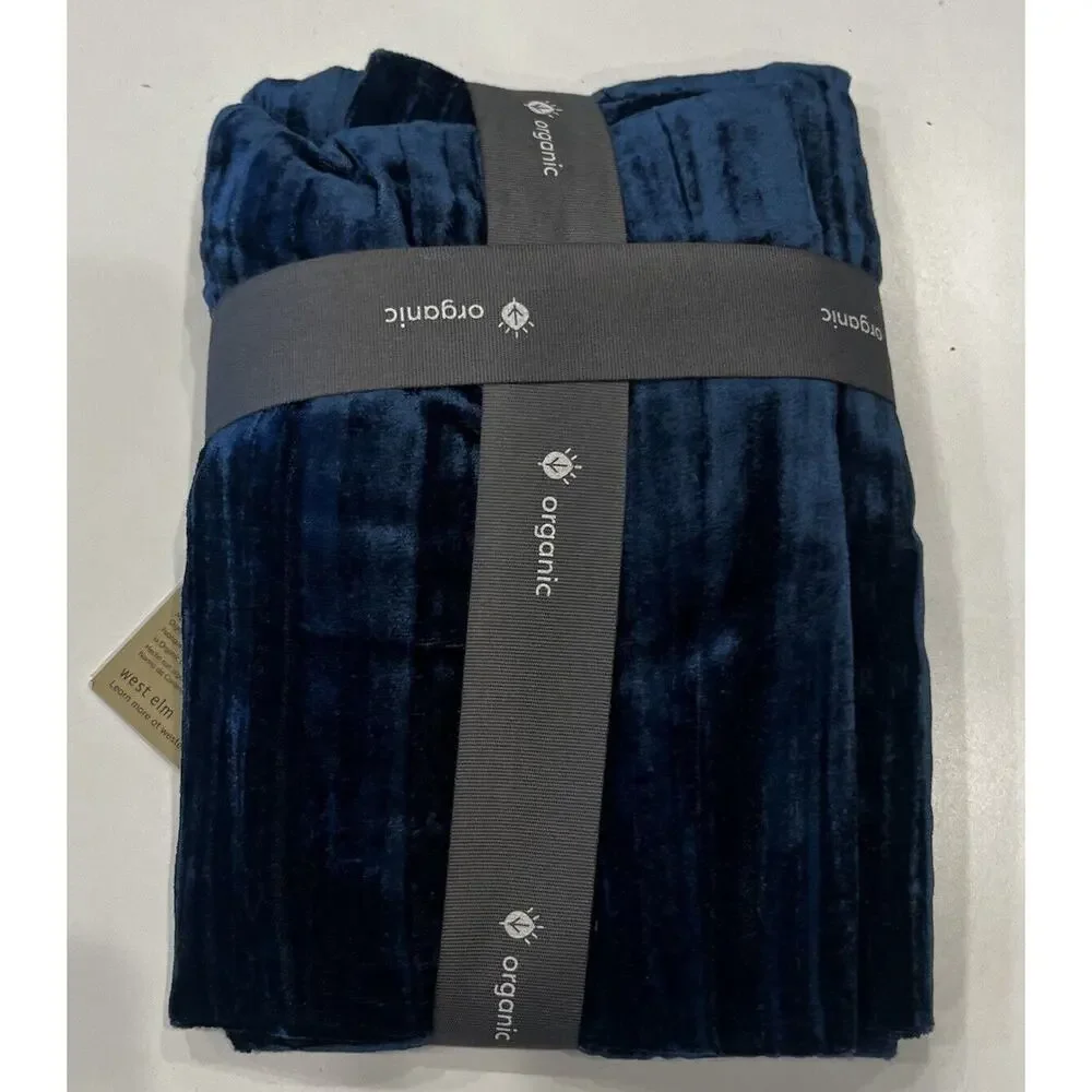 NWT West Elm King Size Velvet Sham Pillowcase Cover Royal Blue